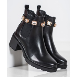 Seastar Bottes avec des cristaux le noir jaune 4