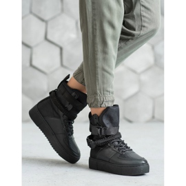 Diamantique Bottes hautes à boucles le noir 1