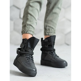 Diamantique Bottes hautes à boucles le noir 2