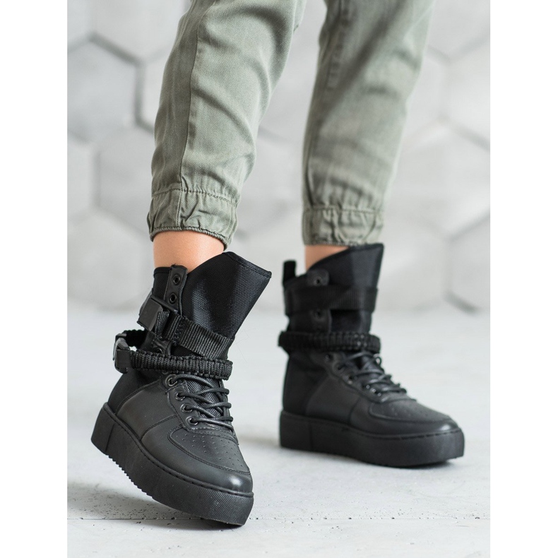 Diamantique Bottes hautes à boucles le noir 2