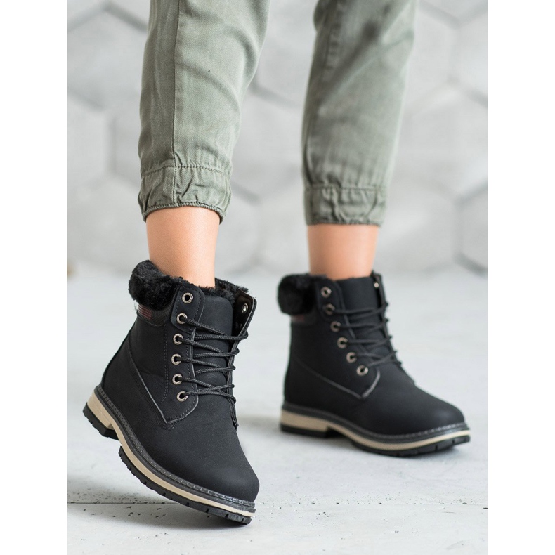 SHELOVET Bottes de randonnée avec fourrure noir 1