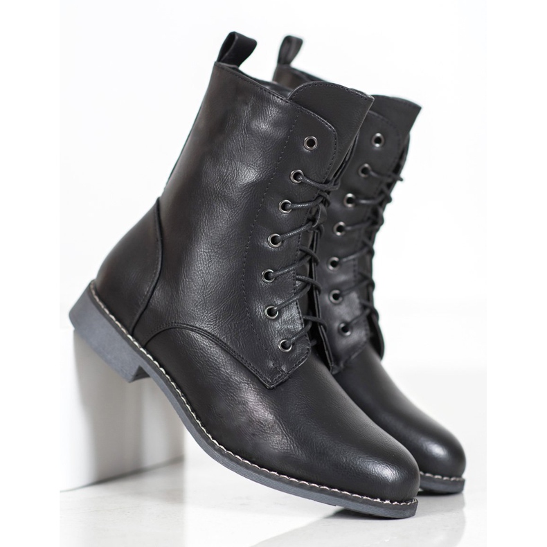 Super Me Bottes hautes en cuir écologique le noir 1