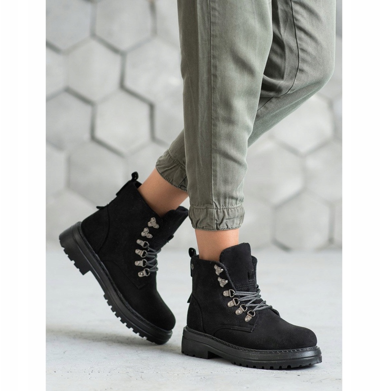 SHELOVET Trappeurs à lacets noir 1