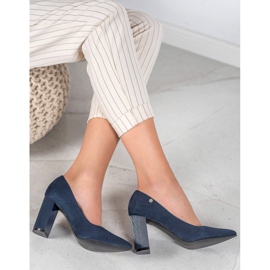 Goodin Escarpins en daim sur un pilier bleu 4