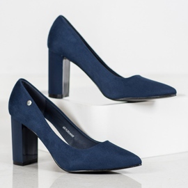 Goodin Escarpins en daim sur un pilier bleu 1