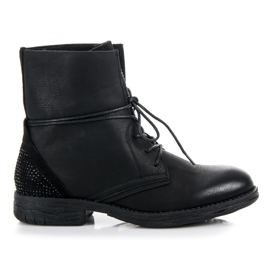 Queentina Bottes ouvrières avec cristaux le noir 1 Queentina Bottes ouvrières avec cristaux le noir 1