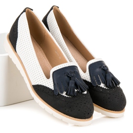 Vices Ballerines Ajourées À Franges le noir blanche 1