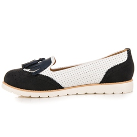 Vices Ballerines Ajourées À Franges le noir blanche 4