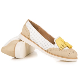 Vices Ballerines Ajourées À Franges blanche brun 5