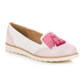 Vices Ballerines Ajourées À Franges blanche rose 3