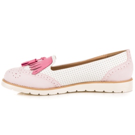 Vices Ballerines Ajourées À Franges blanche rose 4