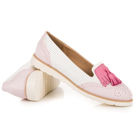 Vices Ballerines Ajourées À Franges blanche rose 5