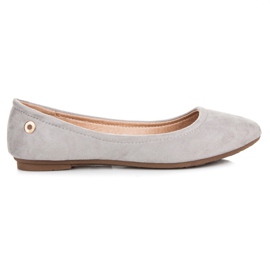 Ch. Creation Ballerines En Daim Avec Ruban gris 6