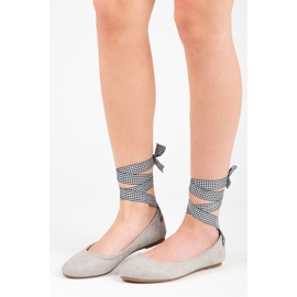 Ch. Creation Ballerines En Daim Avec Ruban gris 8