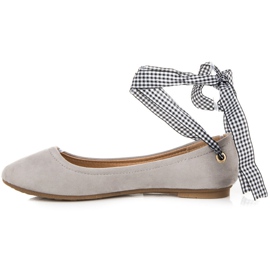 Ch. Creation Ballerines En Daim Avec Ruban gris 4