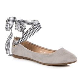 Ch. Creation Ballerines En Daim Avec Ruban gris 3