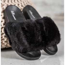 Bona Pantoufles Avec Fourrure noir 1
