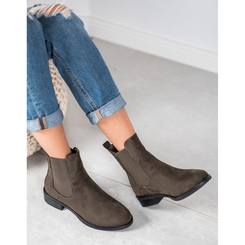 SDS Bottines Chelsea en daim vert 1