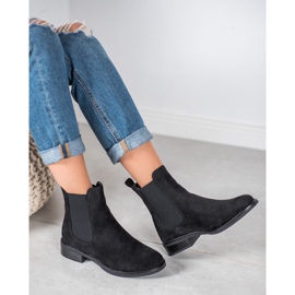 SDS Bottines Chelsea en daim le noir 6