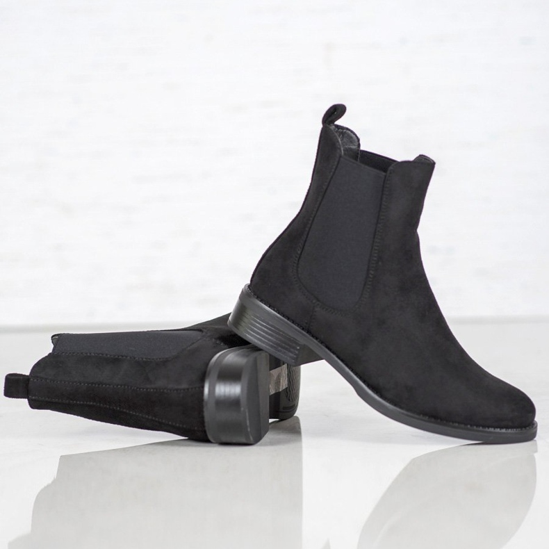 SDS Bottines Chelsea en daim le noir 2