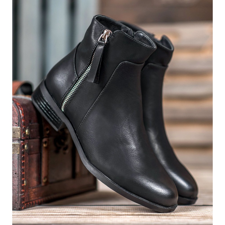 SDS Bottines noires à fermeture éclair le noir 1 SDS Bottines noires à fermeture éclair le noir 1