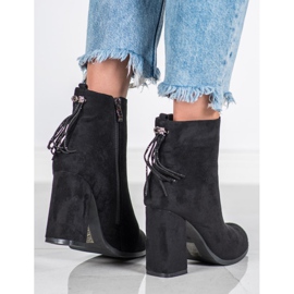 SHELOVET Bottines en daim à franges le noir 4