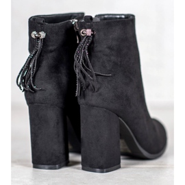 SHELOVET Bottines en daim à franges le noir 6