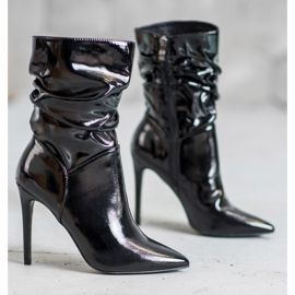 Seastar Boots laquées sur talon haut le noir 1