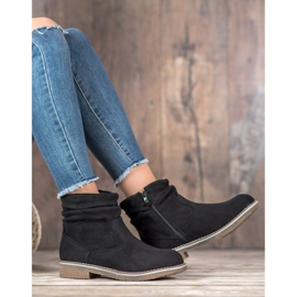 SHELOVET Bottes plates en daim le noir 2