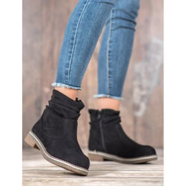 SHELOVET Bottes plates en daim le noir 1