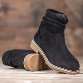 SHELOVET Bottes plates en daim le noir 4