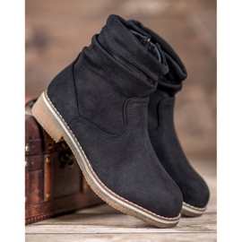 SHELOVET Bottes plates en daim le noir 5