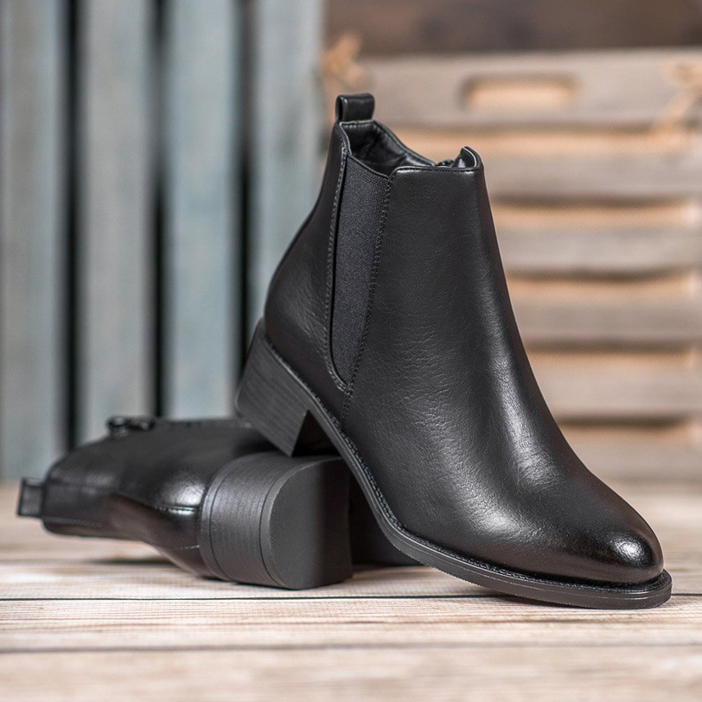 Ideal Shoes Bottes classiques avec une bande élastique noir 2