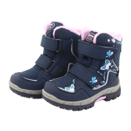 Bottines American Club membrane HL28 papillons bleu marine rose 3
