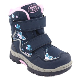 Bottines American Club membrane HL28 papillons bleu marine rose 1