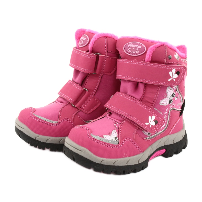 Bottines American Club membrane HL28 papillons roses blanc noir 3