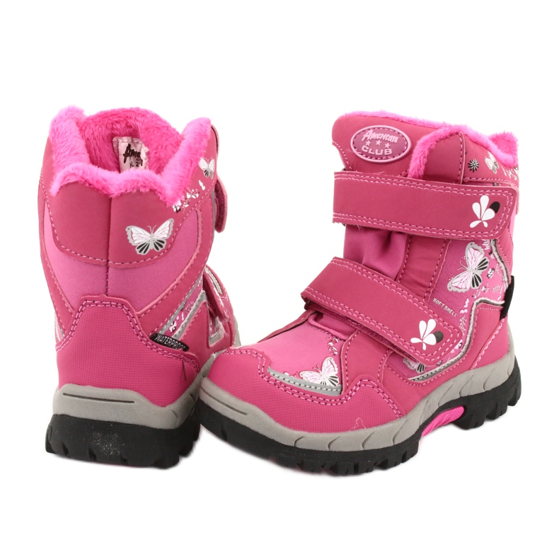 Bottines American Club membrane HL28 papillons roses blanc noir 4