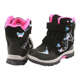 Bottines American Club à membrane HL27 papillons noirs bleu rose 4