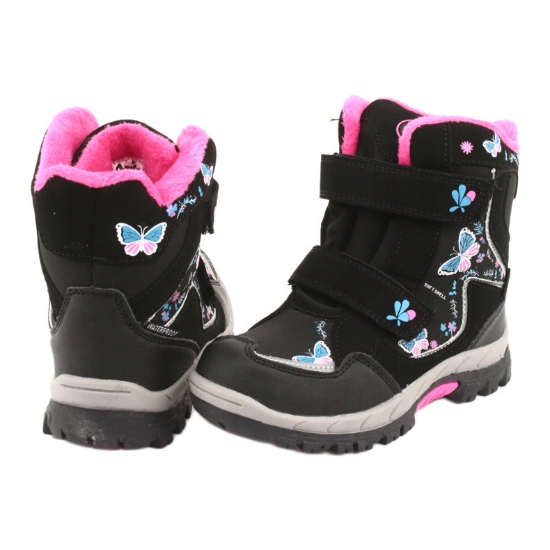 Bottines American Club à membrane HL27 papillons noirs bleu rose 4
