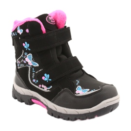 Bottines American Club à membrane HL27 papillons noirs bleu rose 1