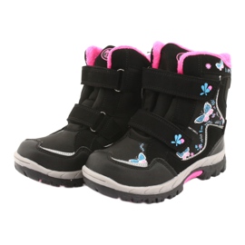 Bottines American Club à membrane HL27 papillons noirs bleu rose 3