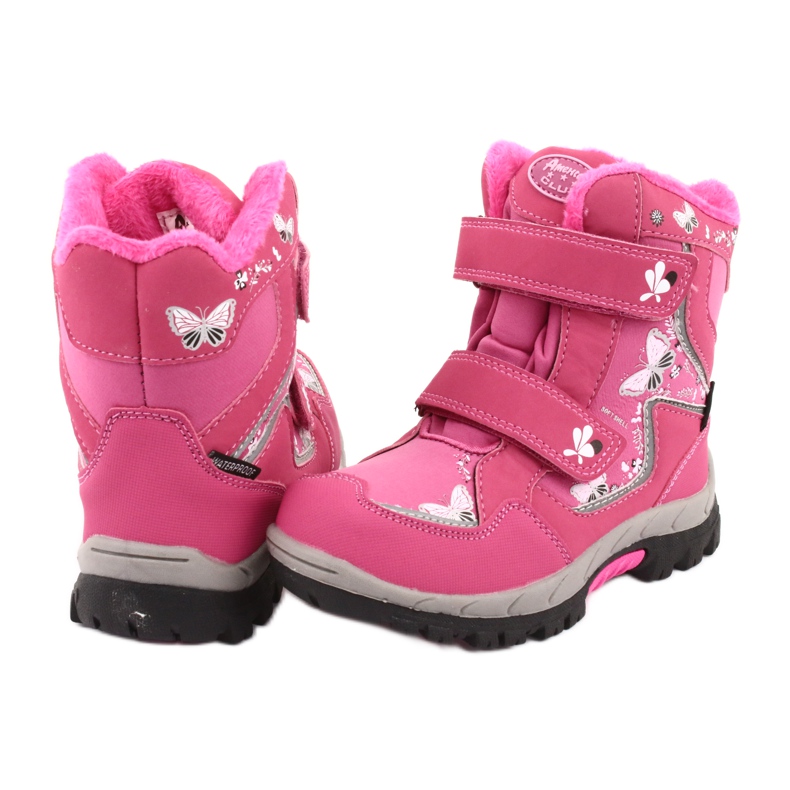 Bottines American Club membrane HL27 papillons roses blanc noir 4