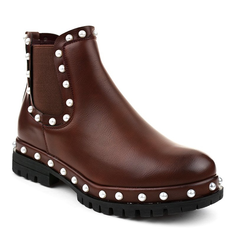 Bottines Chelsea bordeaux avec perles C-7211 rouge 1 Bottines Chelsea bordeaux avec perles C-7211 rouge 1