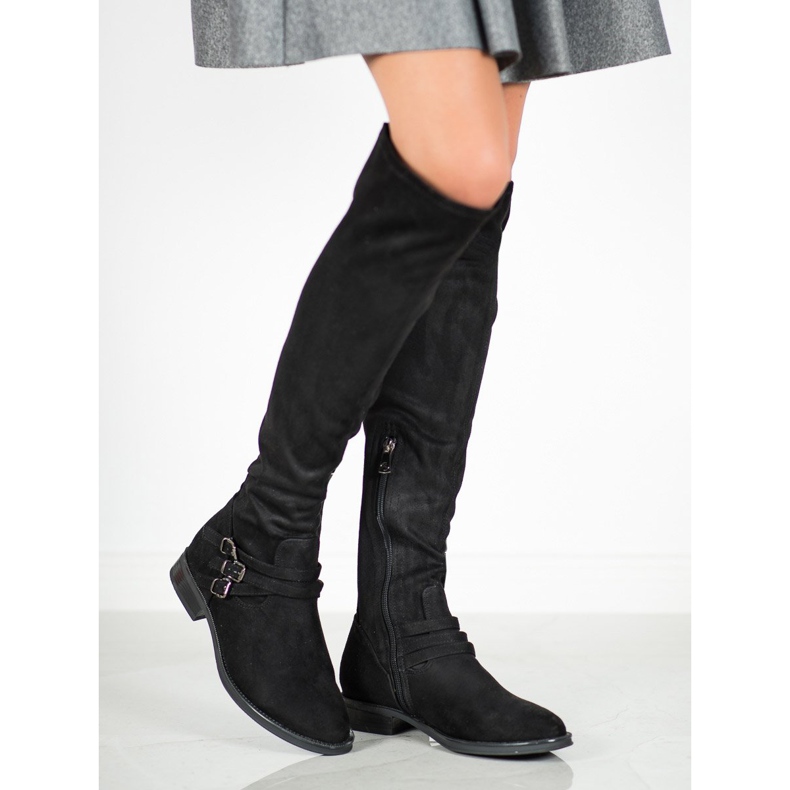 Kylie Bottes à talons plats noir 1
