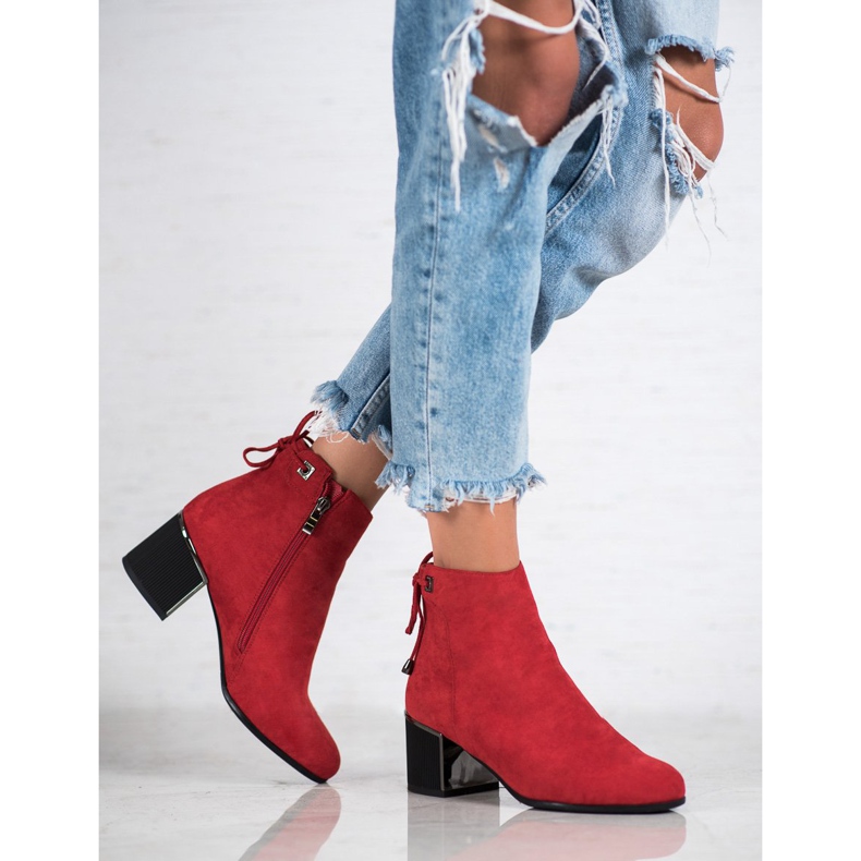 Goodin Bottines en daim rouge 1