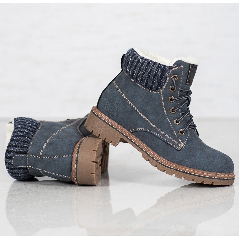 Goodin Trappeurs avec peau de mouton bleu 1 Goodin Trappeurs avec peau de mouton bleu 1