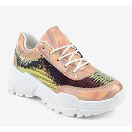 Chaussures de sport champagne à paillettes W-3118 jaune 1