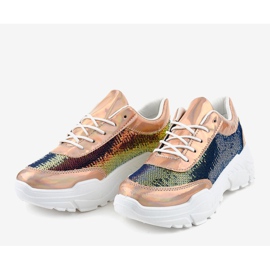 Chaussures de sport champagne à paillettes W-3118 jaune 3