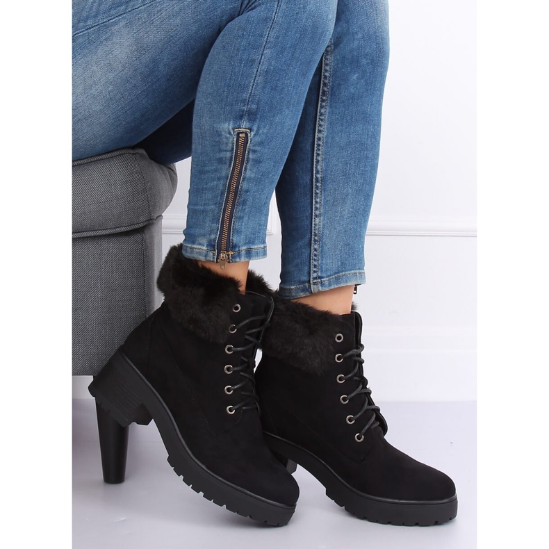 Bottines noires à lacets B0-217 Noir 1