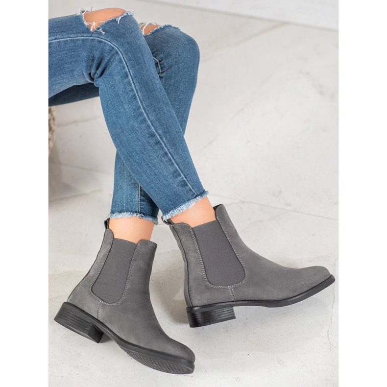 SDS Bottines Chelsea en daim gris 1